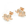 Sterling Silver Stud Earring, Elephant Design, with White Micro Pave, Polished, Rose Gold Finish, 02.285.0079.1