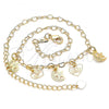 Oro Laminado Charm Anklet , Gold Filled Style Star and Moon Design, Polished, Golden Finish, 03.63.2208.10