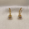 Oro Laminado Leverback Earring, Gold Filled Style with White Cubic Zirconia, Polished, Golden Finish, 5.128.075