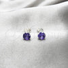 Sterling Silver Stud Earring, with Amethyst Cubic Zirconia, Polished, Silver Finish, 02.392.0034