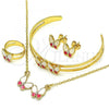 Butterfly Design, with White Crystal, Pink Enamel Finish, Golden Finish, 06.361.0001