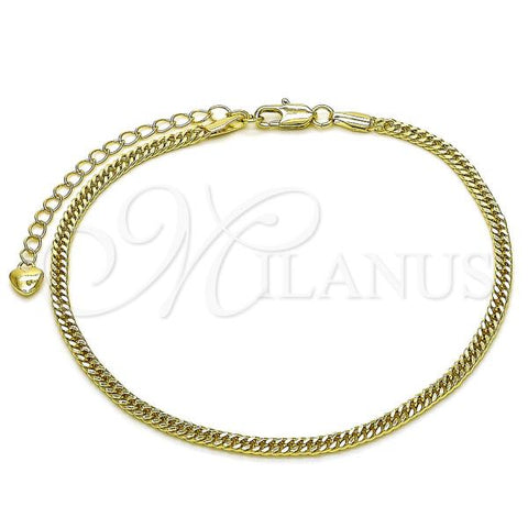 Oro Laminado Basic Anklet, Gold Filled Style Diamond Cutting Finish, Golden Finish, 03.213.0297.09