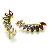 Oro Laminado Earcuff Earring, Gold Filled Style with Multicolor Cubic Zirconia, Polished, Golden Finish, 02.210.0697.1