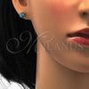 Stainless Steel Stud Earring, Ball Design, with Aqua Blue Crystal, Polished, Golden Finish, 02.271.0010.4