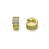 Oro Laminado Huggie Hoop, Gold Filled Style with White Micro Pave, Polished, Golden Finish, 02.213.0739.08