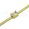 Oro Laminado Fancy Bracelet, Gold Filled Style Rat Tail Design, with White Cubic Zirconia, Polished, Golden Finish, 03.341.0191.07