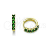 Oro Laminado Huggie Hoop, Gold Filled Style with Green Cubic Zirconia, Polished, Golden Finish, 02.213.0799.16