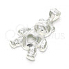 Sterling Silver Fancy Pendant, Teddy Bear and Heart Design, Polished,, 05.398.0027