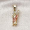 Oro Laminado Religious Pendant, Gold Filled Style San Judas Design, Polished, Tricolor, 05.411.0063