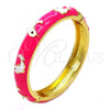 Oro Laminado Individual Bangle, Gold Filled Style Dolphin Design, Dark Pink Enamel Finish, Golden Finish, 07.246.0001.2.02 (10 MM Thickness, Size 2 - 1.75 Diameter)