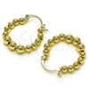 Oro Laminado Small Hoop, Gold Filled Style Ball Design, Polished, Golden Finish, 02.213.0422.25