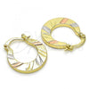 Oro Laminado Small Hoop, Gold Filled Style Diamond Cutting Finish, Tricolor, 02.102.0058.20