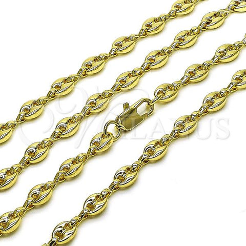 Oro Laminado Fancy Necklace, Gold Filled Style Puff Mariner Design, Polished, Golden Finish, 04.213.0354.24