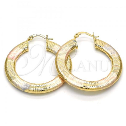 Oro Laminado Medium Hoop, Gold Filled Style Polished, Tricolor, 02.170.0226.40