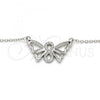 Sterling Silver Pendant Necklace, Butterfly and Infinite Design, with White Cubic Zirconia, Polished, Rhodium Finish, 04.336.0086.16