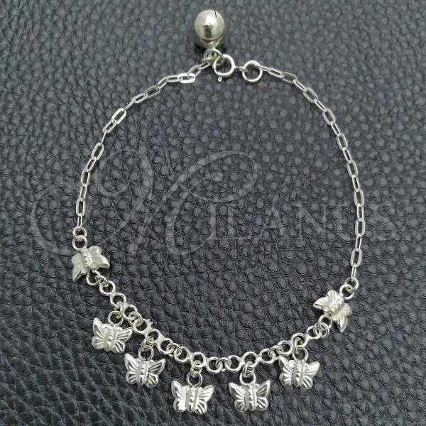 Sterling Silver Charm Bracelet, Rolo and Rattle Charm Design, Polished, Silver Finish, 03.397.0003.07