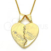 Oro Laminado Fancy Pendant, Gold Filled Style Heart Design, with White Cubic Zirconia, Polished, Golden Finish, 05.179.0060