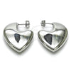 Rhodium Plated Stud Earring, Heart and Hollow Design, Polished, Rhodium Finish, 02.163.0371.1