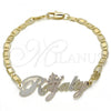 Oro Laminado Fancy Bracelet, Gold Filled Style Nameplate Design, Polished, Tricolor, 03.63.1979.1.08