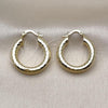 Oro Laminado Small Hoop, Gold Filled Style Hollow Design, Diamond Cutting Finish, Golden Finish, 02.213.0314.25