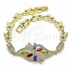 Oro Laminado Fancy Bracelet, Gold Filled Style with Multicolor Cubic Zirconia, Polished, Golden Finish, 03.316.0072.1.07