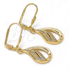 Oro Laminado Dangle Earring, Gold Filled Style Teardrop Design, with White Micro Pave, Polished, Golden Finish, 02.59.0112