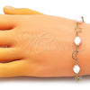 Oro Laminado Fancy Bracelet, Gold Filled Style Moon and Star Design, with Ivory Pearl, Polished, Golden Finish, 03.386.0020.07
