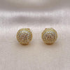 Oro Laminado Stud Earring, Gold Filled Style with White Micro Pave, Polished, Golden Finish, 02.342.0299