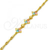 Gold Tone Fancy Bracelet, Flower Design, with Multicolor Cubic Zirconia, Polished, Golden Finish, 03.213.0024.07.GT