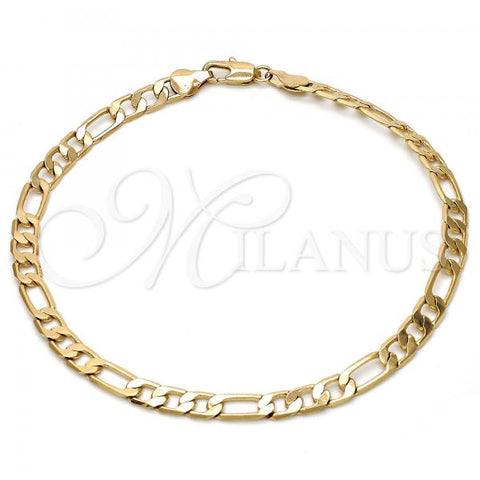 Oro Laminado Basic Anklet, Gold Filled Style Figaro Design, Polished, Golden Finish, 5.222.014.10