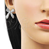 Rhodium Plated Stud Earring, Bow Design, Diamond Cutting Finish, Rhodium Finish, 02.163.0335.1