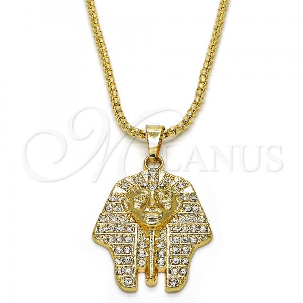 Oro Laminado Pendant Necklace, Gold Filled Style with White Crystal, Polished, Golden Finish, 04.242.0061.30