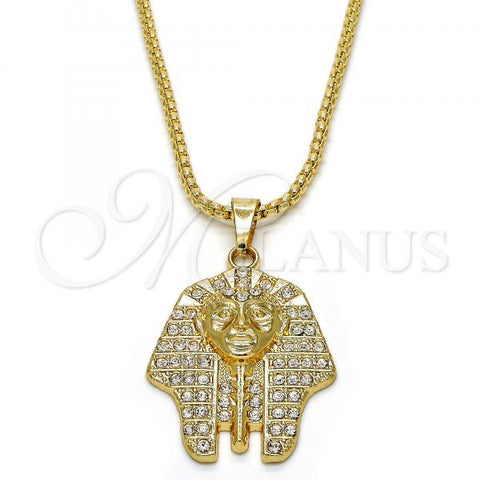 Oro Laminado Pendant Necklace, Gold Filled Style with White Crystal, Polished, Golden Finish, 04.242.0061.30