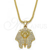 Oro Laminado Pendant Necklace, Gold Filled Style with White Crystal, Polished, Golden Finish, 04.242.0061.30