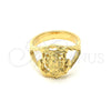 Oro Laminado Mens Ring, Gold Filled Style Guadalupe Design, Diamond Cutting Finish, Golden Finish, 5.178.008.11 (Size 11)