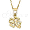 Oro Laminado Fancy Pendant, Gold Filled Style Four-leaf Clover Design, Polished, Golden Finish, 5.179.036