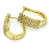 Oro Laminado Huggie Hoop, Gold Filled Style with White Micro Pave, Polished, Golden Finish, 02.266.0005.15