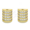 Oro Laminado Stud Earring, Gold Filled Style with White Micro Pave, Polished, Golden Finish, 02.195.0113