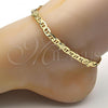 Oro Laminado Fancy Anklet, Gold Filled Style Turtle Design, Polished, Golden Finish, 03.213.0030.10
