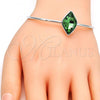 Rhodium Plated Individual Bangle, with Fern Green Swarovski Crystals, Polished, Rhodium Finish, 07.239.0006.5