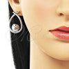 Rhodium Plated Stud Earring, Teardrop and Ball Design, Polished, Rhodium Finish, 02.428.0011.1