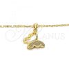 Oro Laminado Pendant Necklace, Gold Filled Style Butterfly Design, with White Micro Pave, Polished, Golden Finish, 04.156.0053.20