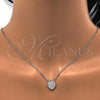 Sterling Silver Earring and Pendant Adult Set, Heart Design, with White Micro Pave, Polished, Rhodium Finish, 10.186.0005