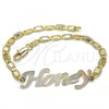 Oro Laminado Fancy Bracelet, Gold Filled Style Nameplate Design, Polished, Tricolor, 03.63.1977.1.08