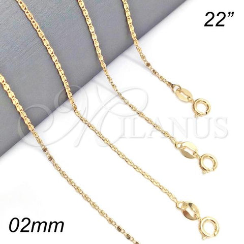 Oro Laminado Basic Necklace, Gold Filled Style Mariner Design, Polished, Golden Finish, 04.32.0021.22