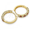 Oro Laminado Huggie Hoop, Gold Filled Style with Garnet and White Cubic Zirconia, Polished, Golden Finish, 02.210.0095.1.25