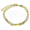 Oro Laminado Fancy Bracelet, Gold Filled Style Mariner and Heart Design, Polished, Golden Finish, 03.63.2273.08