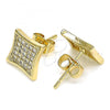 Oro Laminado Stud Earring, Gold Filled Style with White Micro Pave, Polished, Golden Finish, 02.344.0072