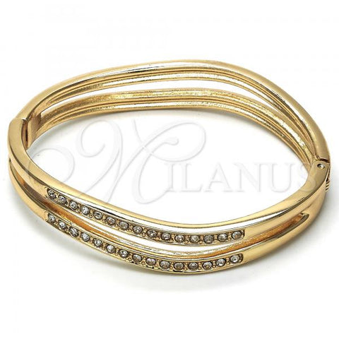 Oro Laminado Individual Bangle, Gold Filled Style with White Crystal, Polished, Golden Finish, 07.307.0011.05 (12 MM Thickness, Size 5 - 2.50 Diameter)