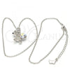 Rhodium Plated Pendant Necklace, Teddy Bear Design, with Aurore Boreale Swarovski Crystals, Black Enamel Finish, Rhodium Finish, 04.239.0041.2.18